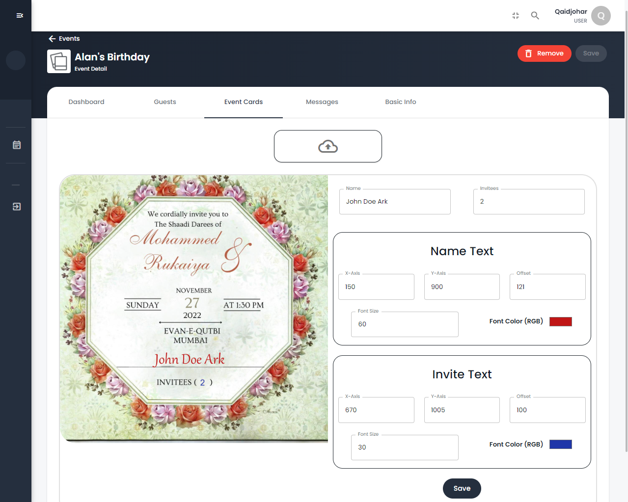Eventify RSVP Event Card Configuration