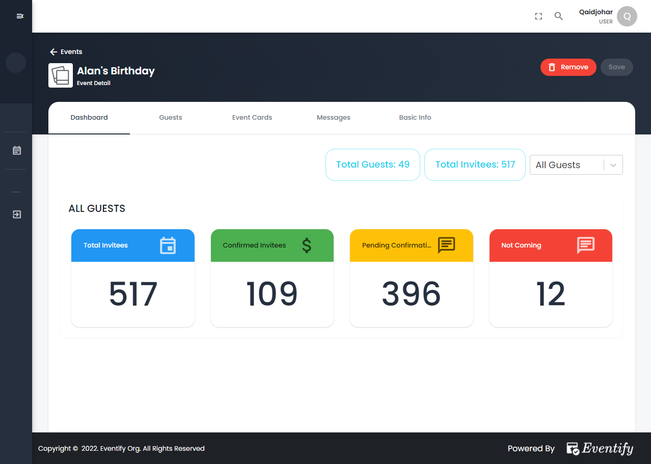 Eventify RSVP Dashboard