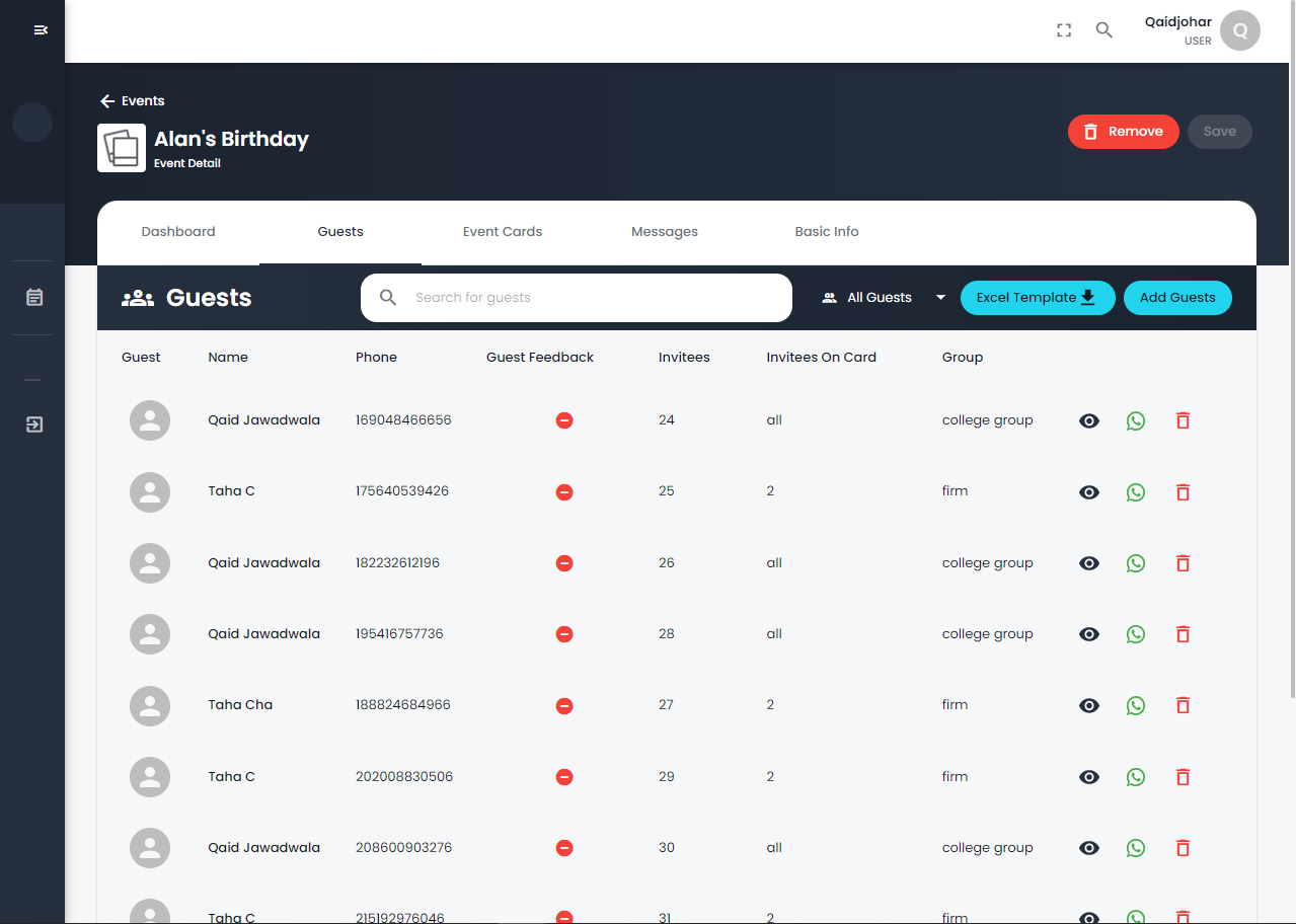 Eventify RSVP Guests