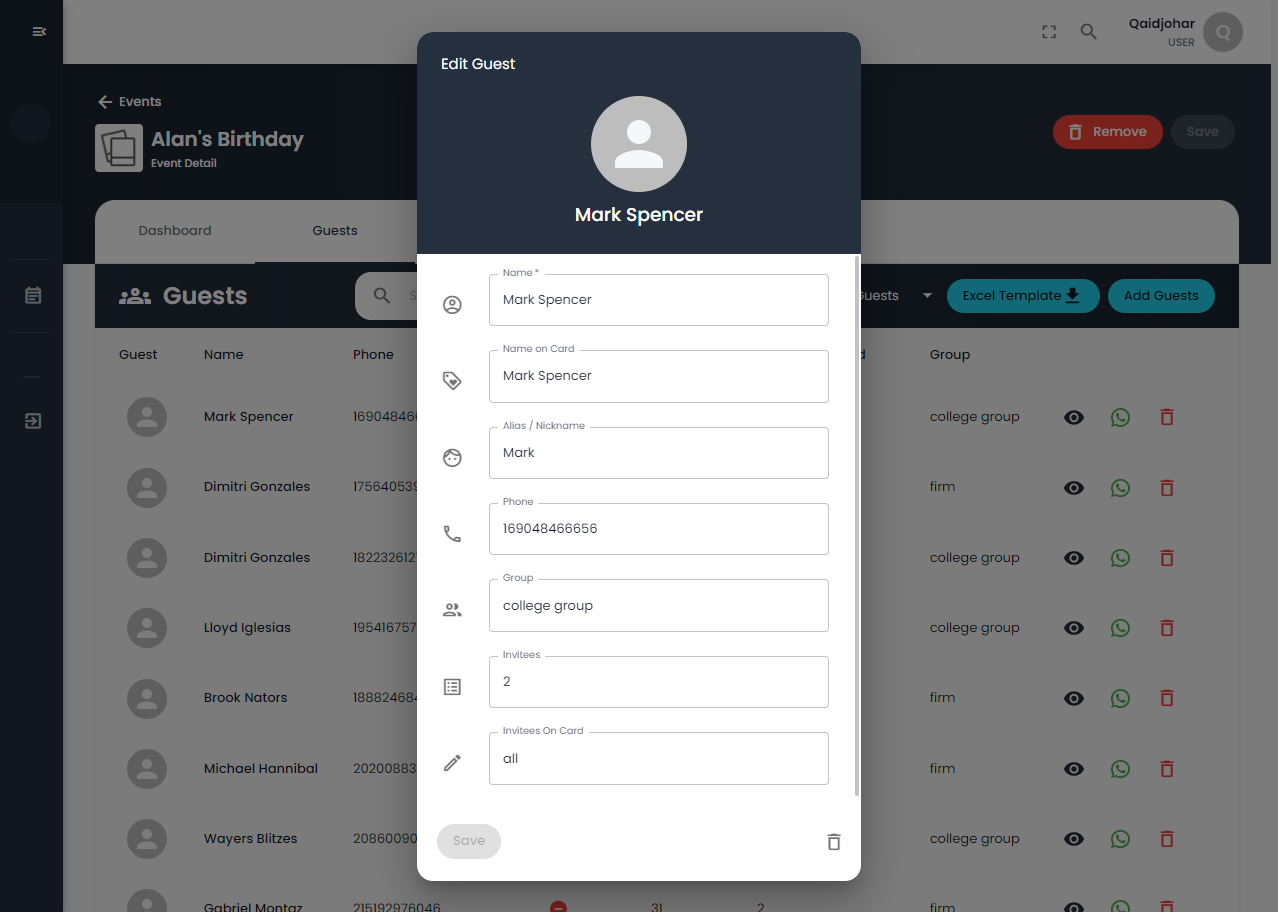 Eventify RSVP Guests Management