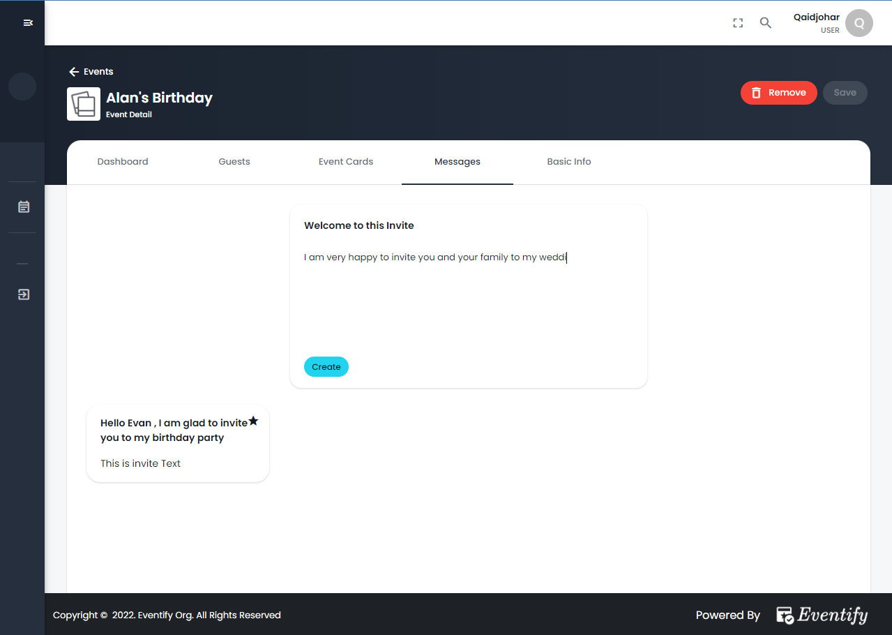 Eventify RSVP Message Setup