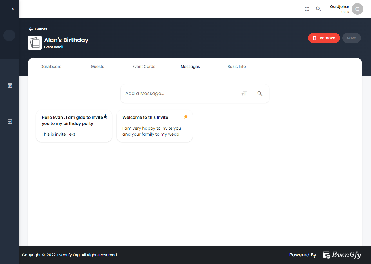 Eventify RSVP Message